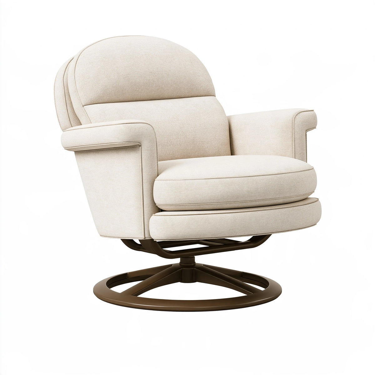 Poltrona girevole 82 x 88 x 98 cm in tessuto beige con base in metallo stile moderno